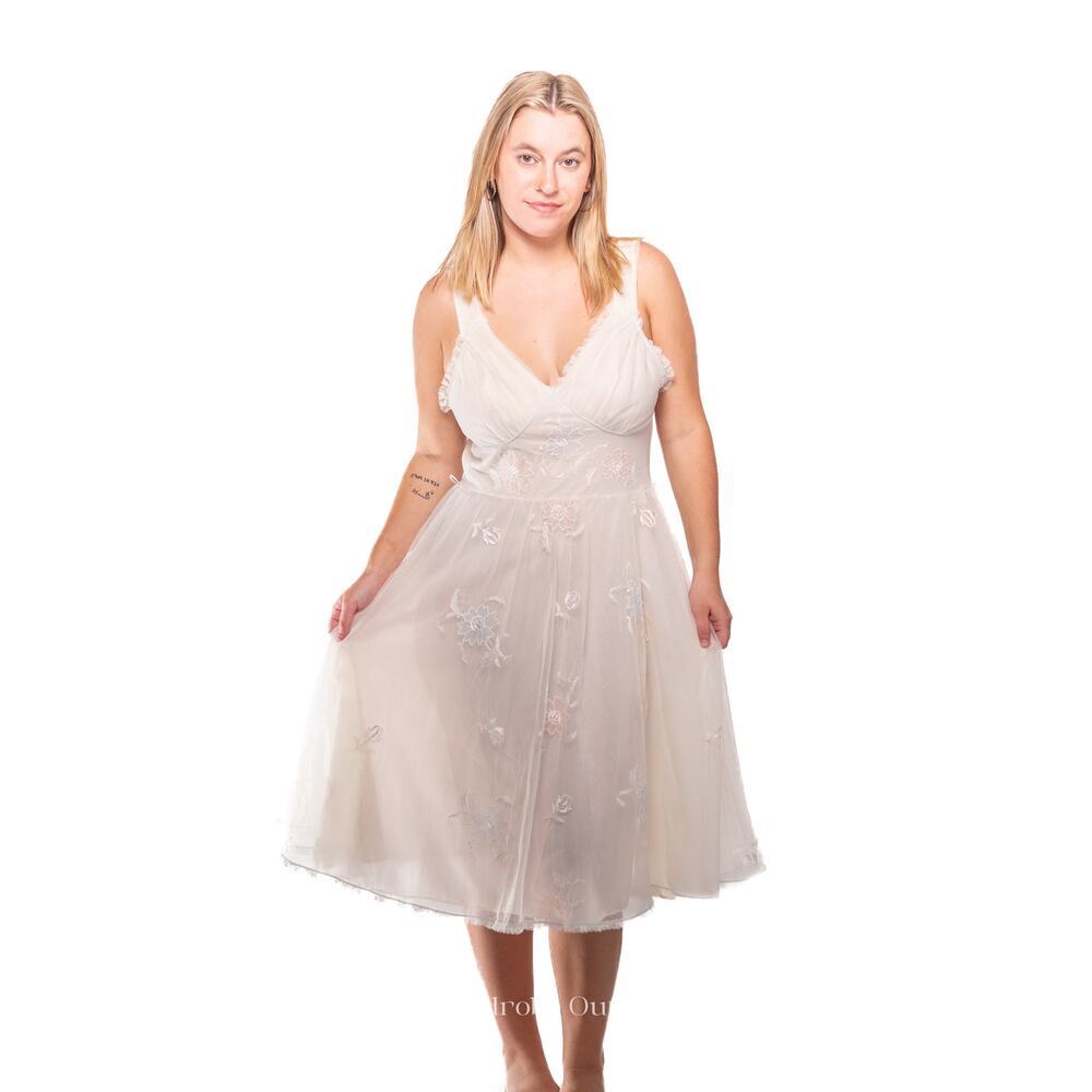 Vintage 50's Sheer White Nylon Gown Dress - Picture 2 of 13